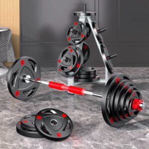 Barbell Set With Weight Plates And a Storage Rack
